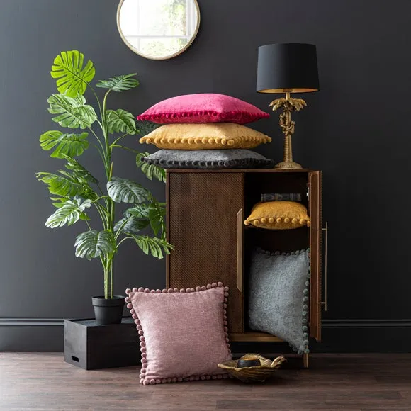 Chenille Square PomPom Cushion 4
