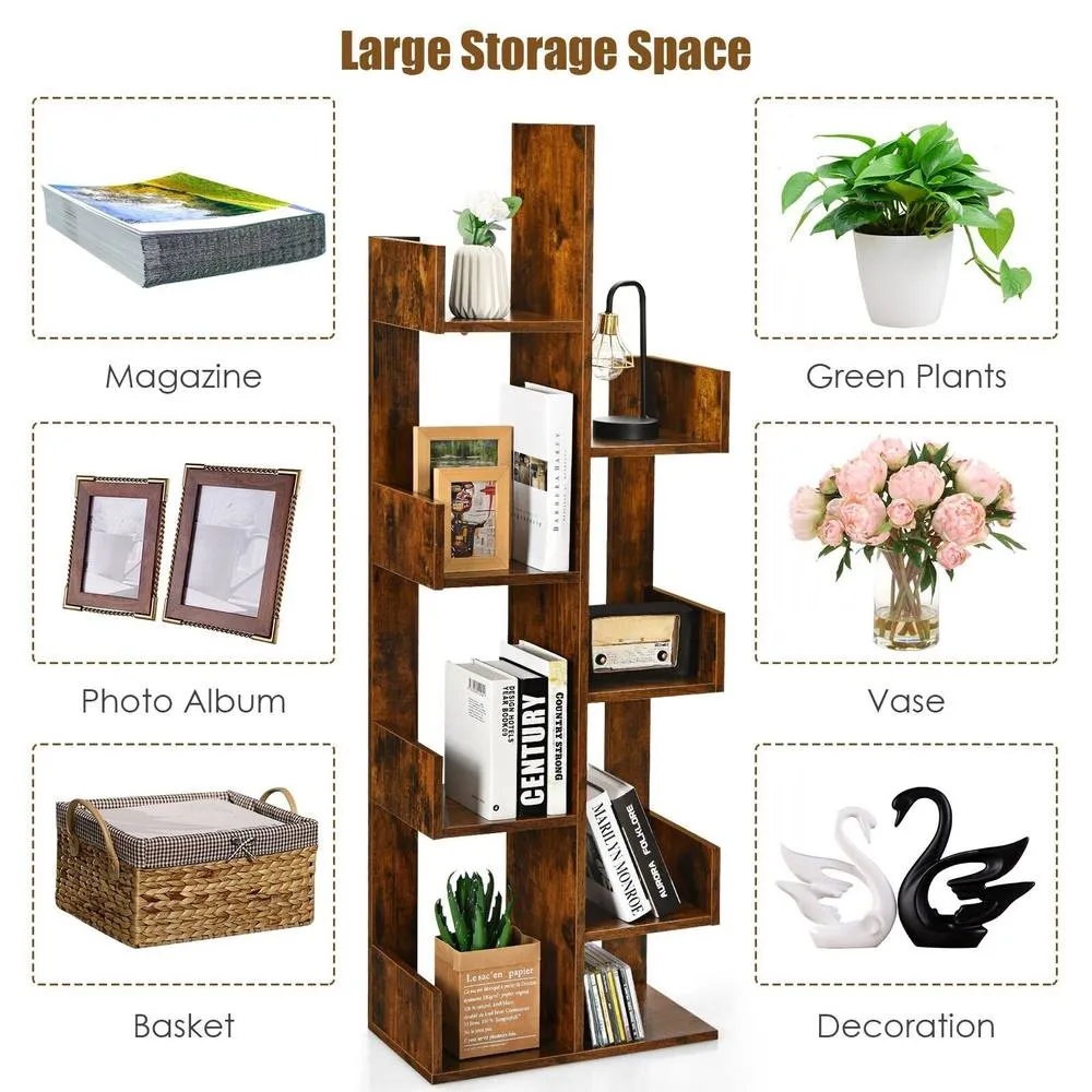 Costway 8Tier Bookcase Multipurpose Bookshelf 8layer Freestanding Bookcase in Brown 5