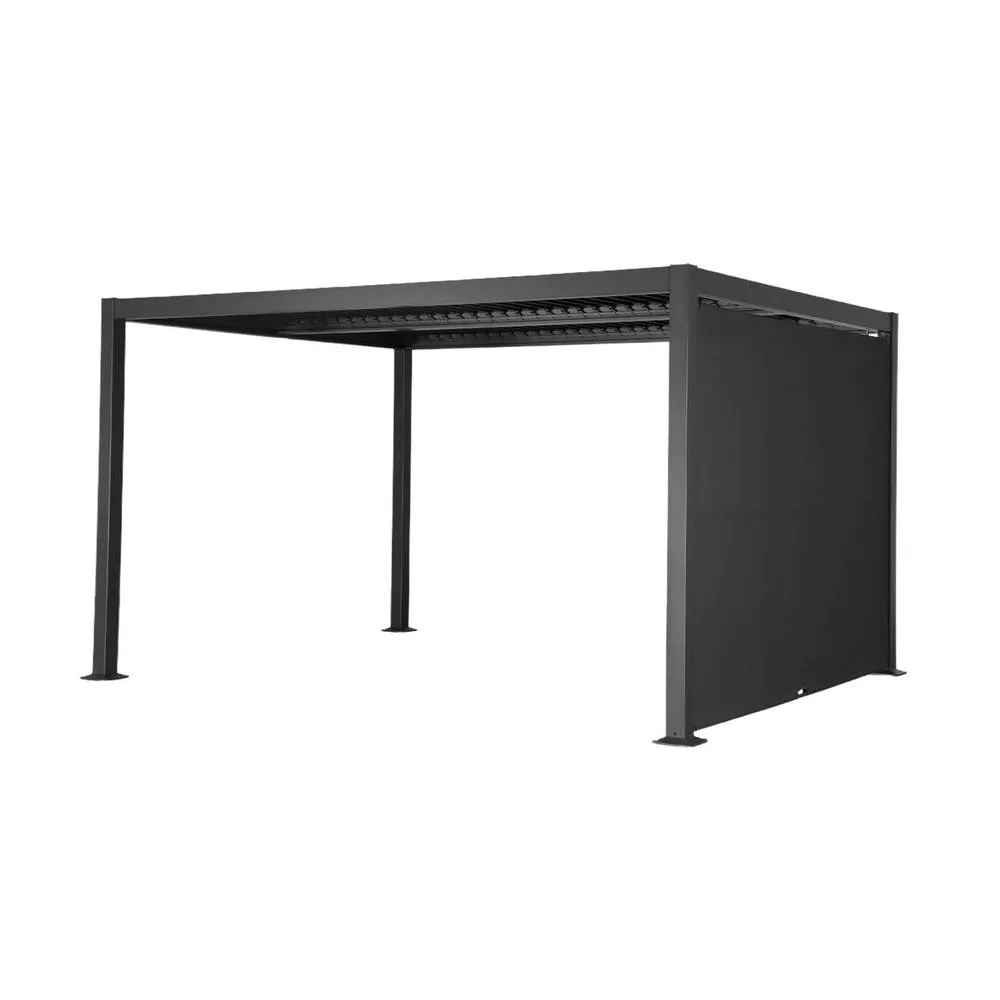 sweeek Louvered pergola 4x3m & 3m awning in Dark Grey 2