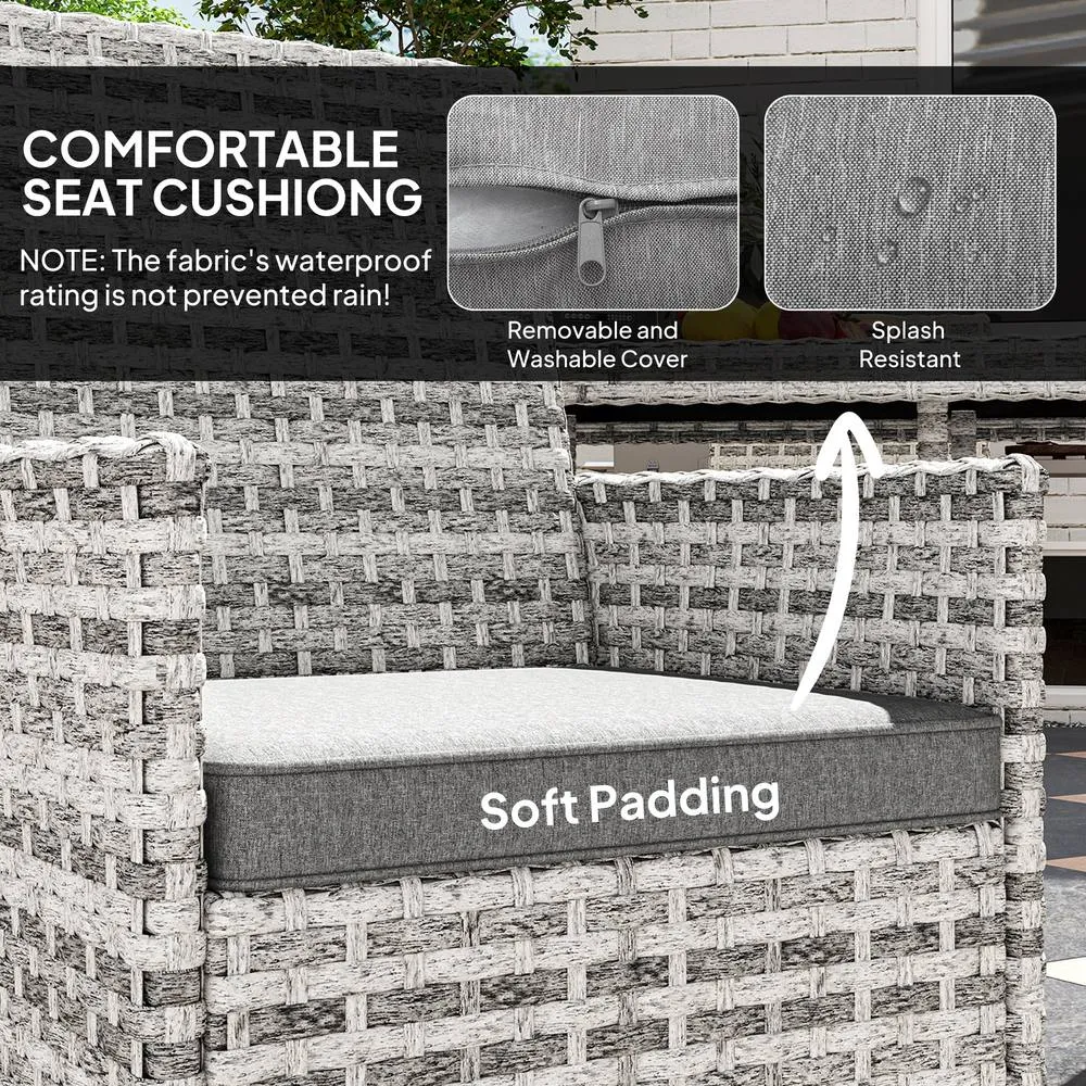 OUTSUNNY 4 Seater Rattan Garden Furniture Set with Cushion, Mixed-Grey in Mid Grey 4