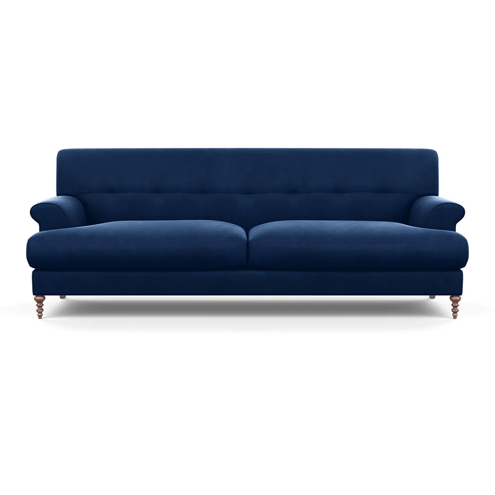 Scp Oscar 3 Seater Formal Sofa Velvet Midnight Walnut Feet 1