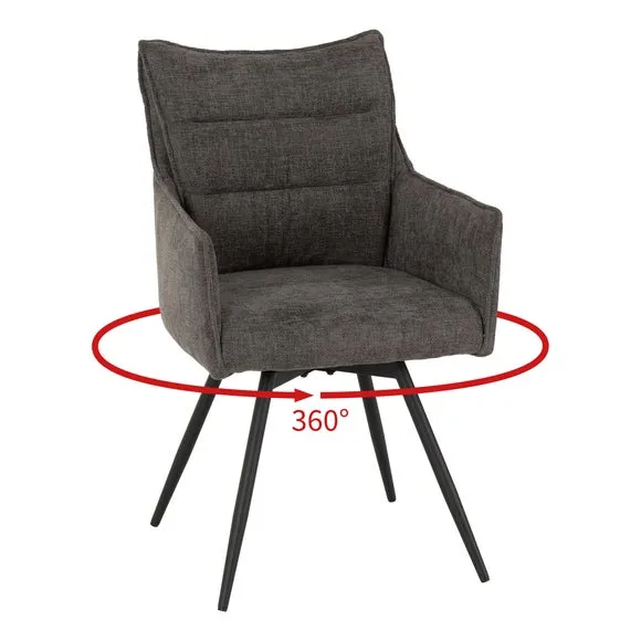 Lewis Set of 2 Carver Swivel Dining Chairs, Fabric 2