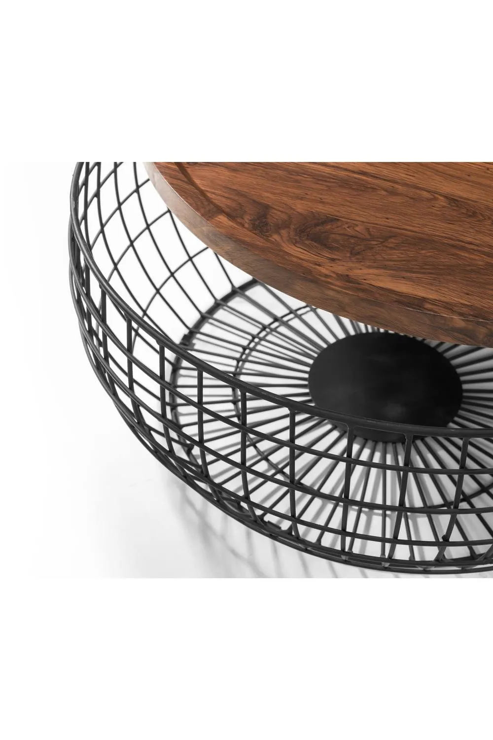 Julian Bowen Smithson Round Wire Basket Base Coffee Table in Walnut 6