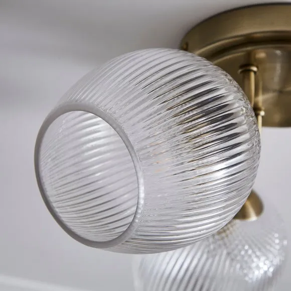 Cassia Ribbed 3 Light Semi Flush Ceiling Light 4