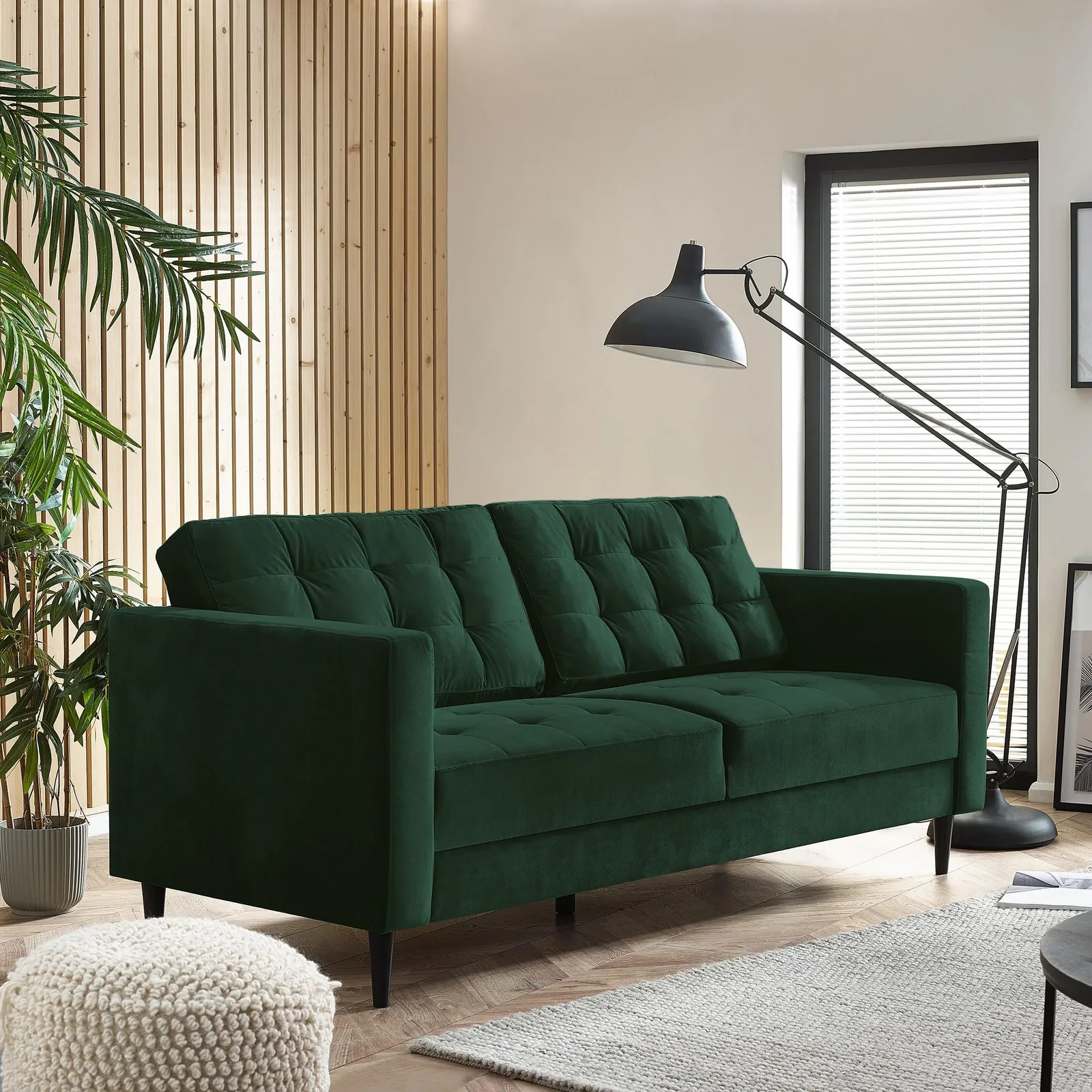 FurnitureboxUK Jade 3-Seater Soft Touch Velvet Sofa With Solid Wood Frame in Emerald 2