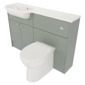 Deccado Benham Willow Green Slimline Fitted Vanity & Toilet Pan Unit Combination with LH Basin - 1200mm 2