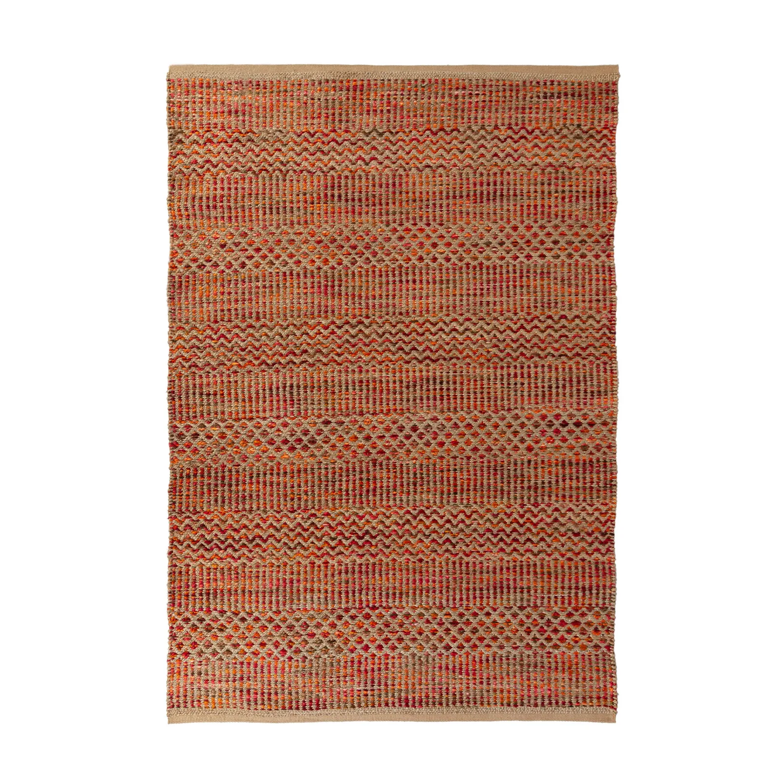 Jute Design Woven Rug Red and Beige