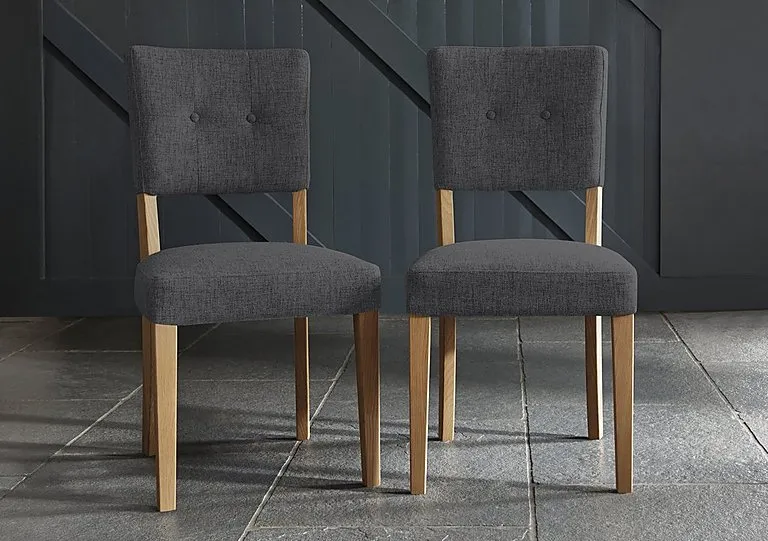 Augusta Pair of Open Back Upholstered Dining Chairs - Anthracite