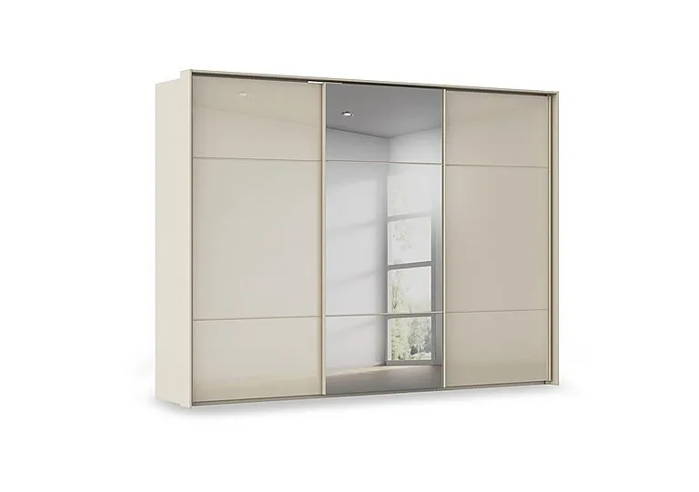 Haven 310cm 3 Door Slider Wardrobe with 2 Glass Doors and 1 Mirror Door
