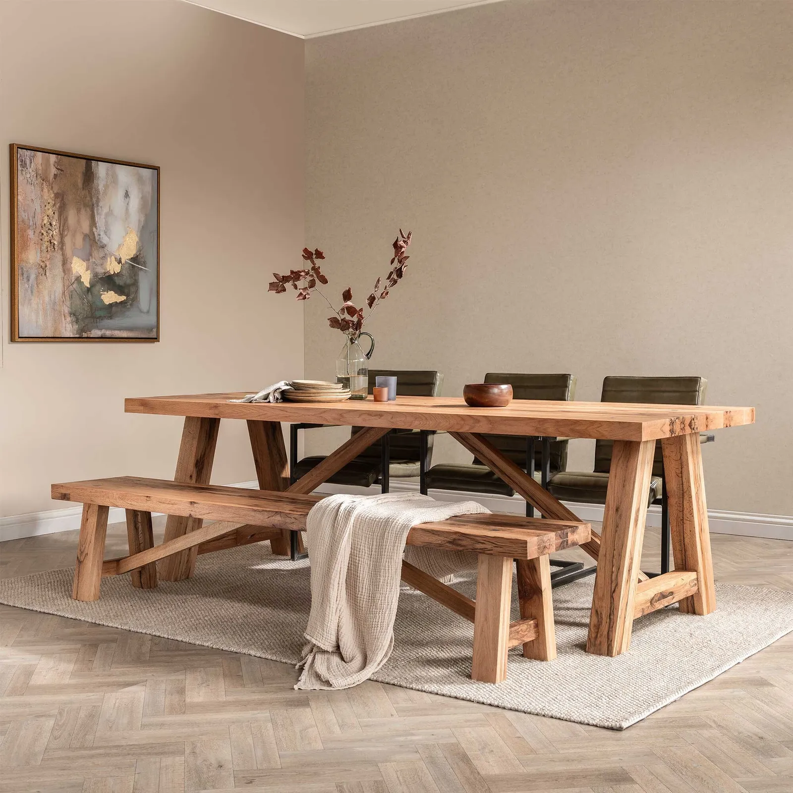 Pure Furniture Canterbury Bench 200Cm, Brown Oak | Barker & Stonehouse 2