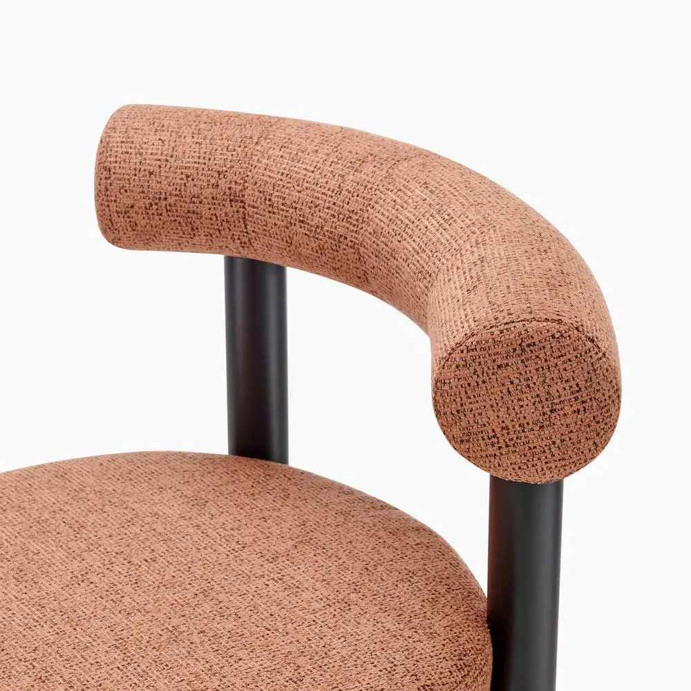 FurnitureboxUK 2x Seren Terracotta Orange Fabric Bar Chairs Black Legs 5