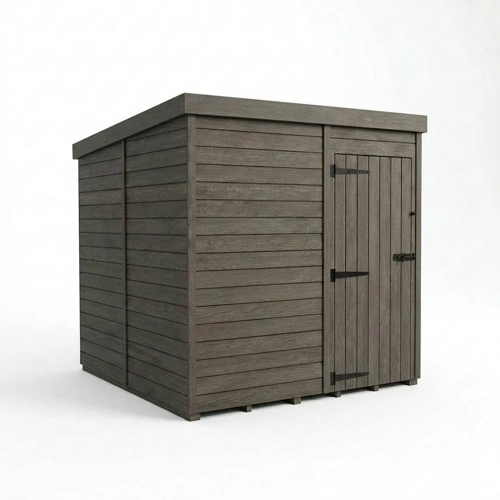 Buttercup Farm 7ft x 10ft Composite Pent Garden Shed Single Door No Windows - Grey