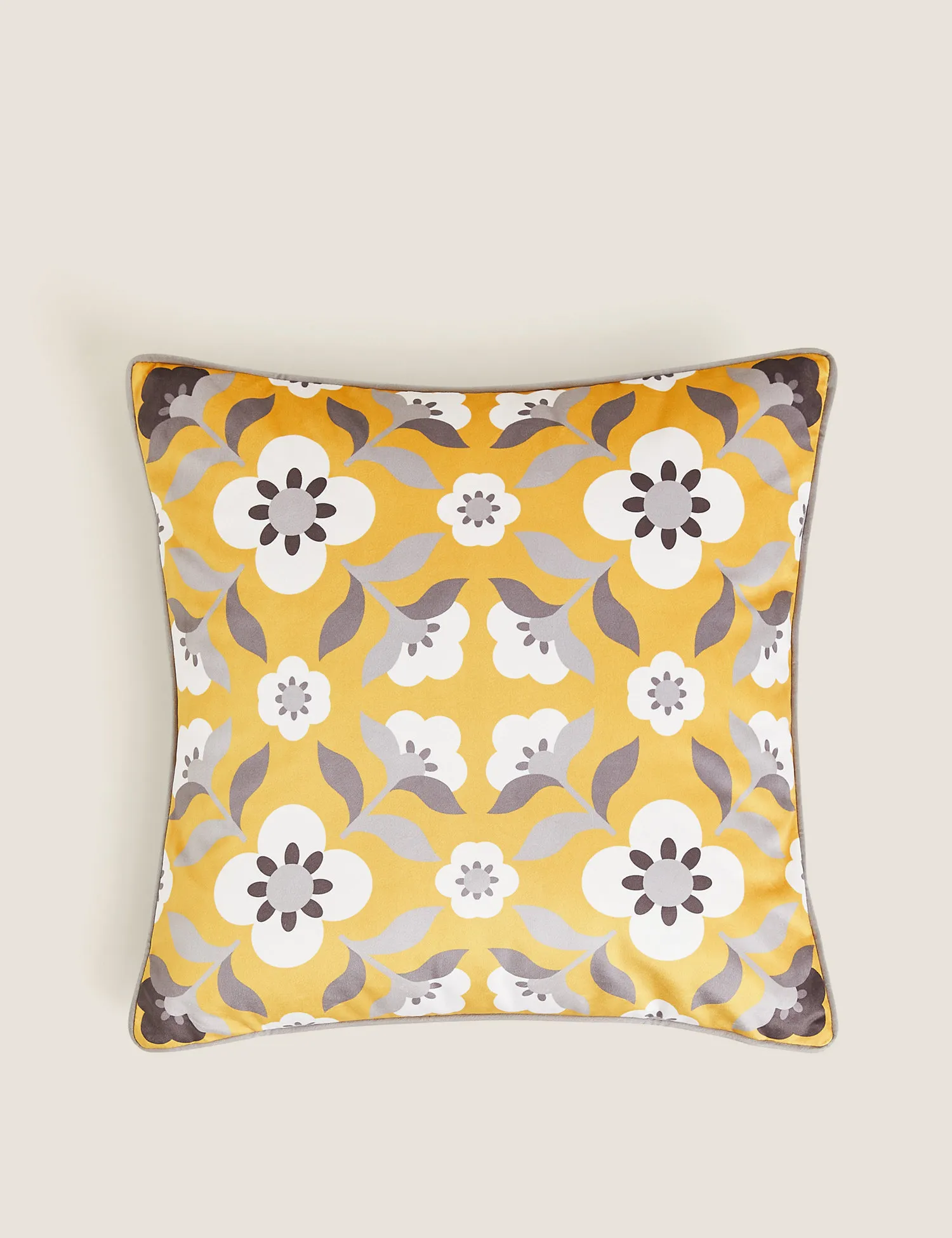 M&S Velvet Retro Floral Print Cushion