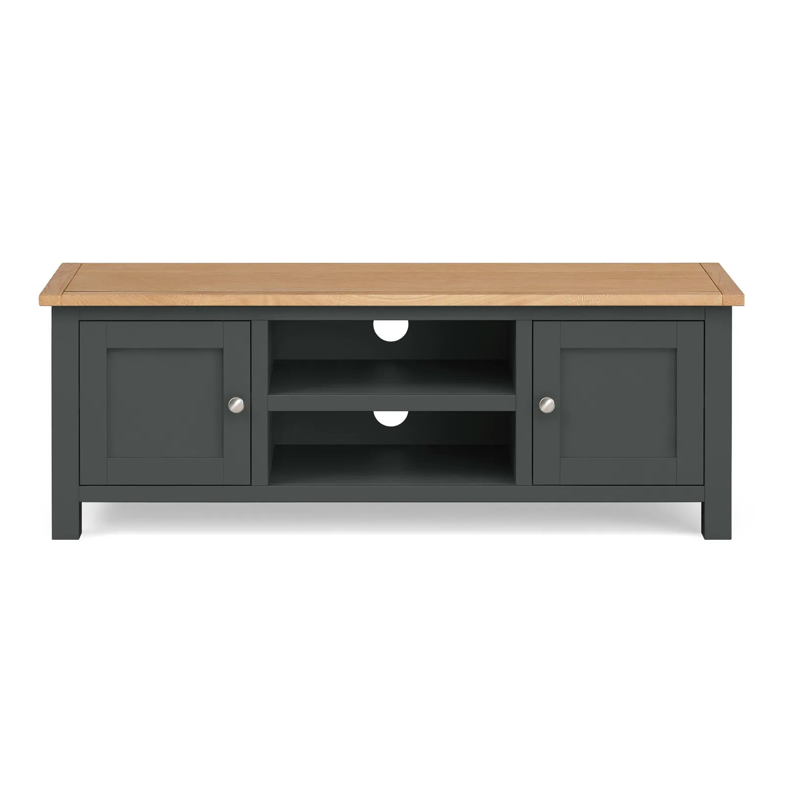 Bromley Black Wide TV Stand Blue and Brown