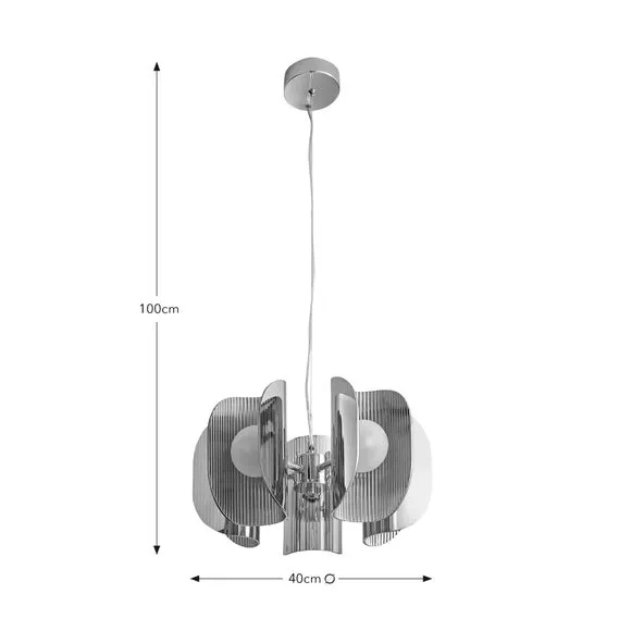 Curve Ribbed 5 Light Adjustable Pendant Light 6