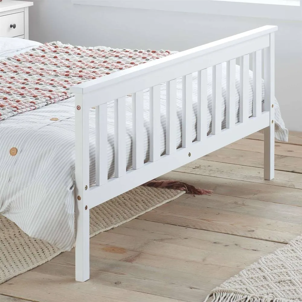 Birlea Double Bed Frame & Mattress White Wood Sleepsoul Cambridge 4FT6 4