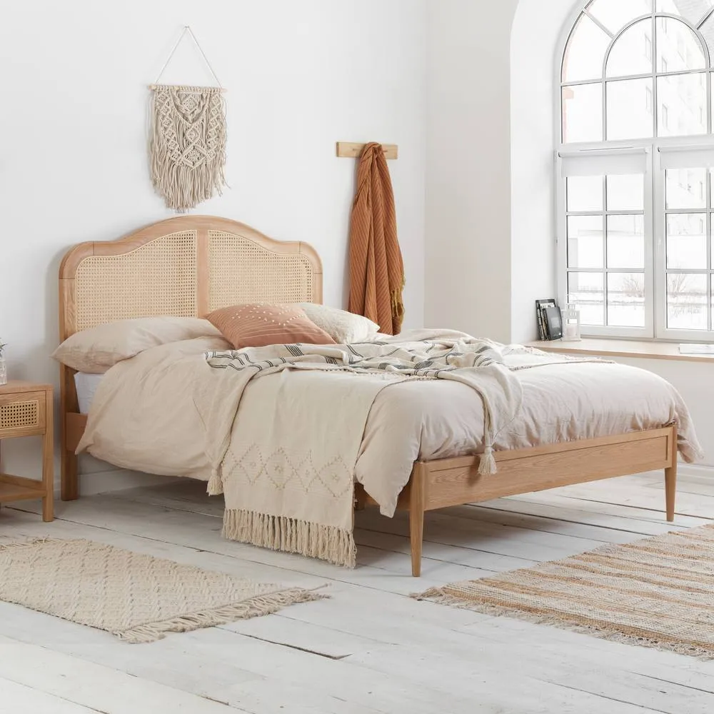 Birlea Rattan Wooden Bed Frame Leonie Bedstead in Brown 1