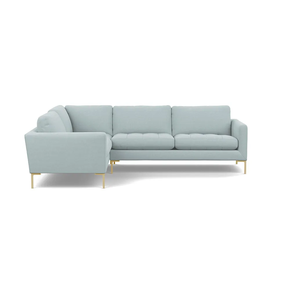 Heal's Eton Left Hand Facing Corner Sofa Brushed Cotton Mist Brass Feet