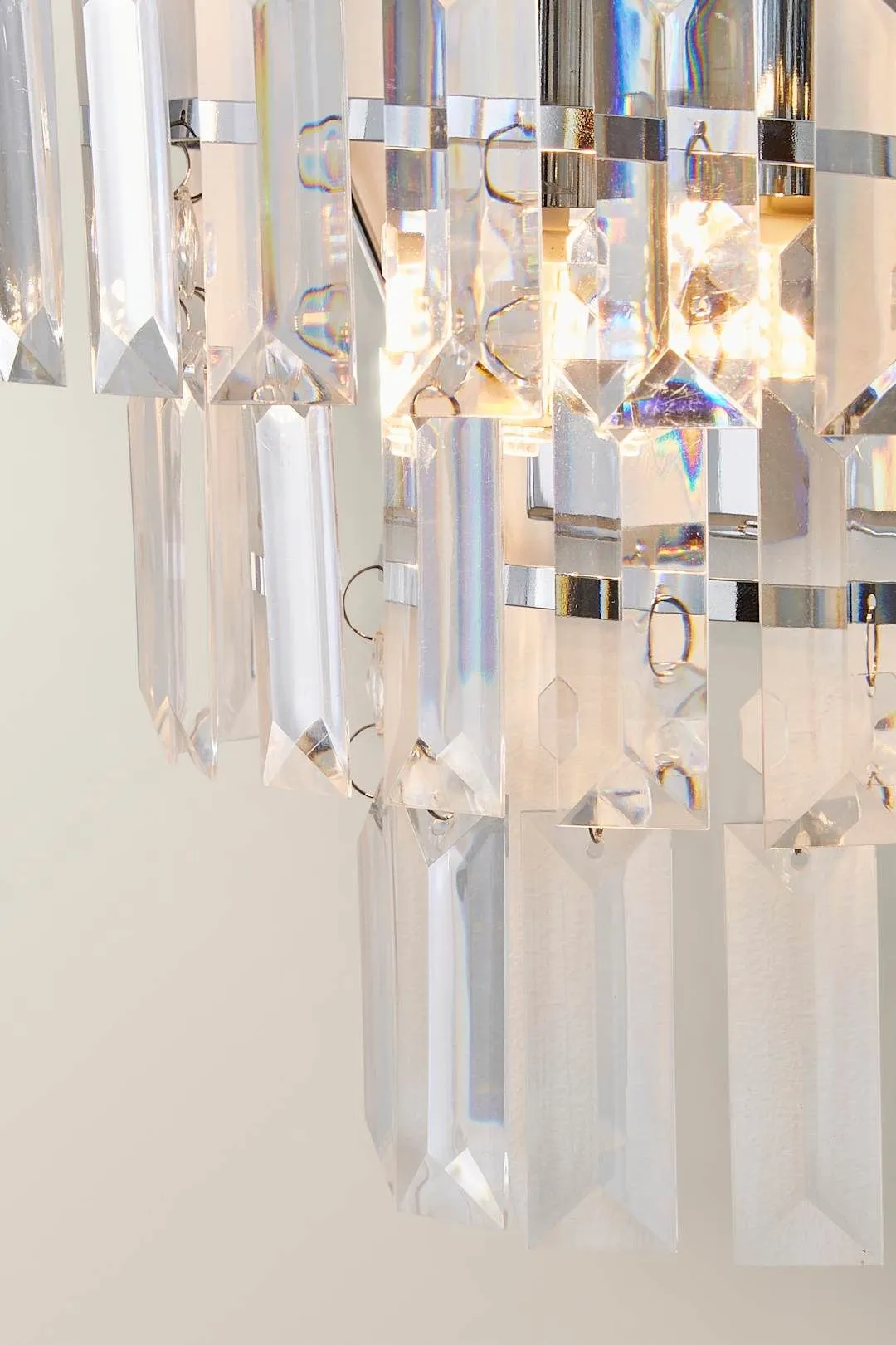 ValueLights Kelsks Chrome with Droplets Chandelier Style Flush Wall Light & Bulb in Silver 5
