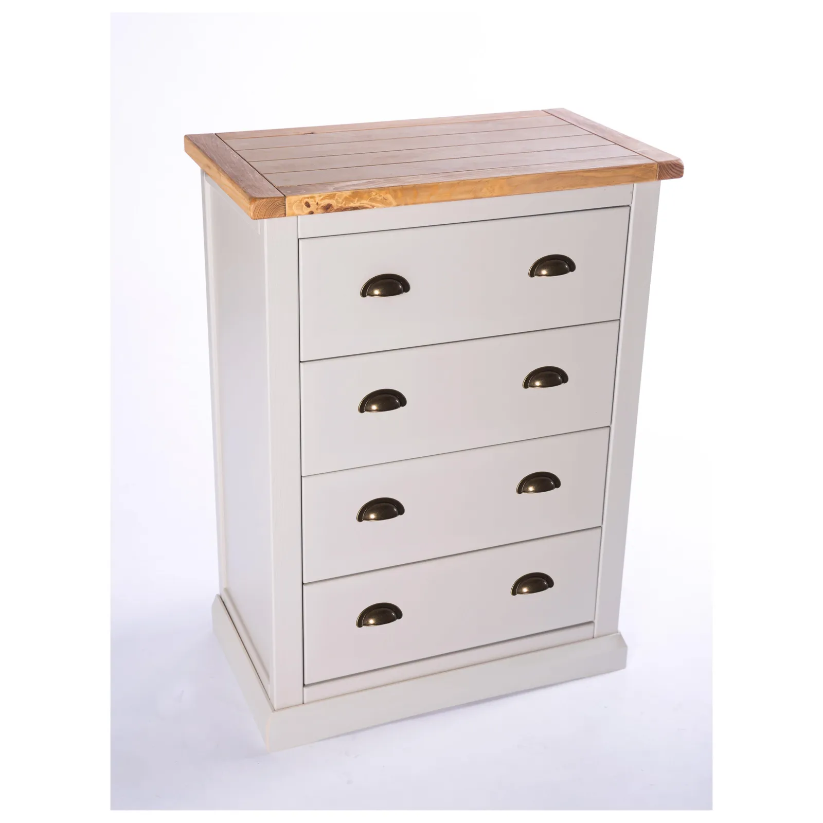 Cabinet Bits Loreo 4 Drawer Chest of Drawers Brass Cup Handle in Light Grey 3
