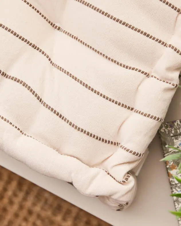 Dibor Mocha Cotton French Stripe Indoor Outdoor Garden Bench Cushion L105cm x W42cm in Brown 4