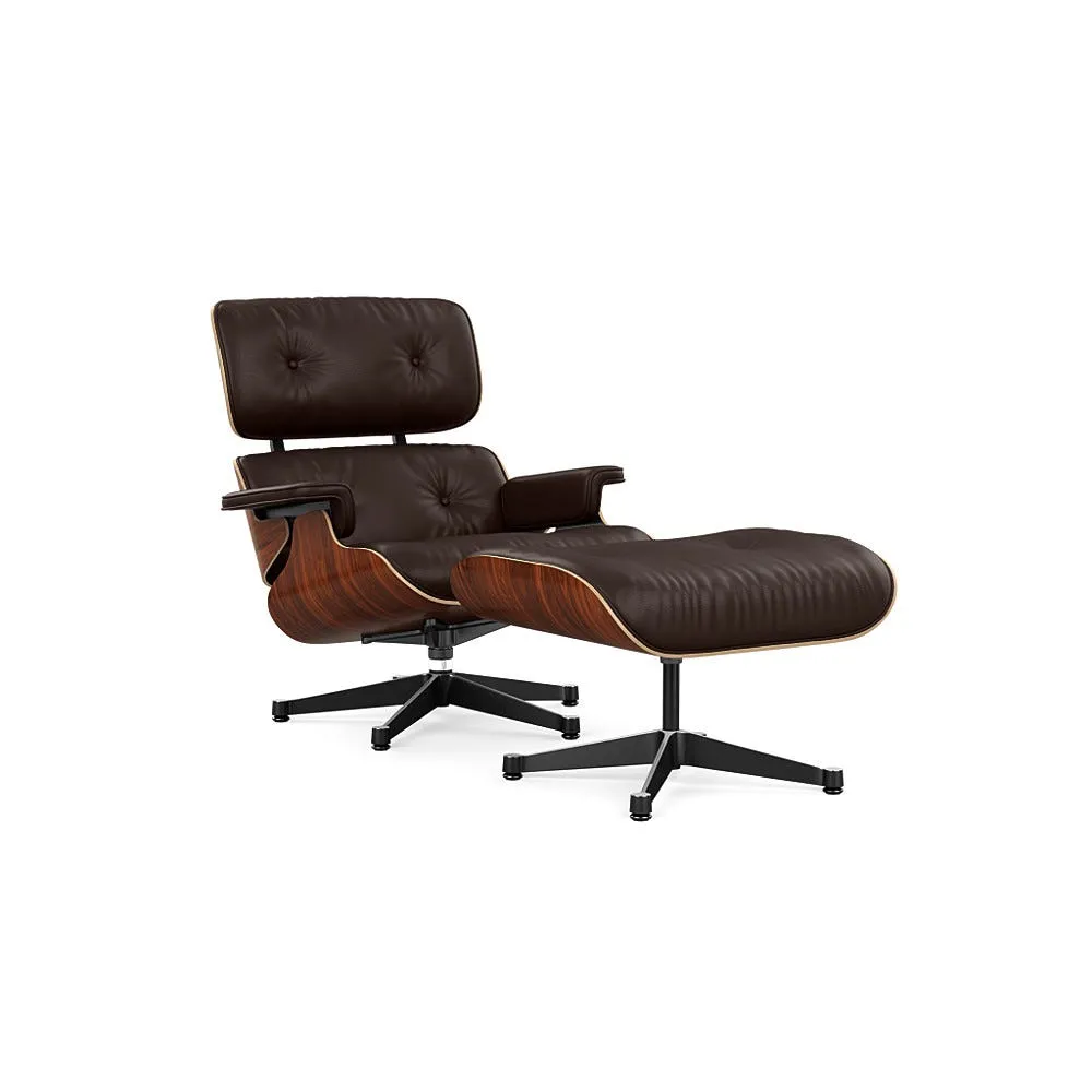 Vitra Eames Lounge Chair & Ottoman Santos Palisander Clas. L60 68 Chocolate Polished Black Base 04 1