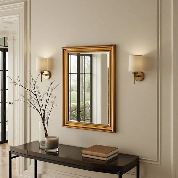 Yearn Beaded Classic Framed Bevelled Rectangle Wall Mirror