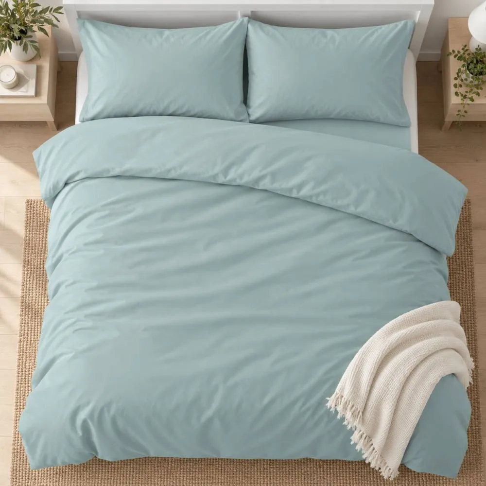 Smart Living Luxury Egyptian Cotton Duvet Cover with Pillowcases in Duck Egg Blue 3