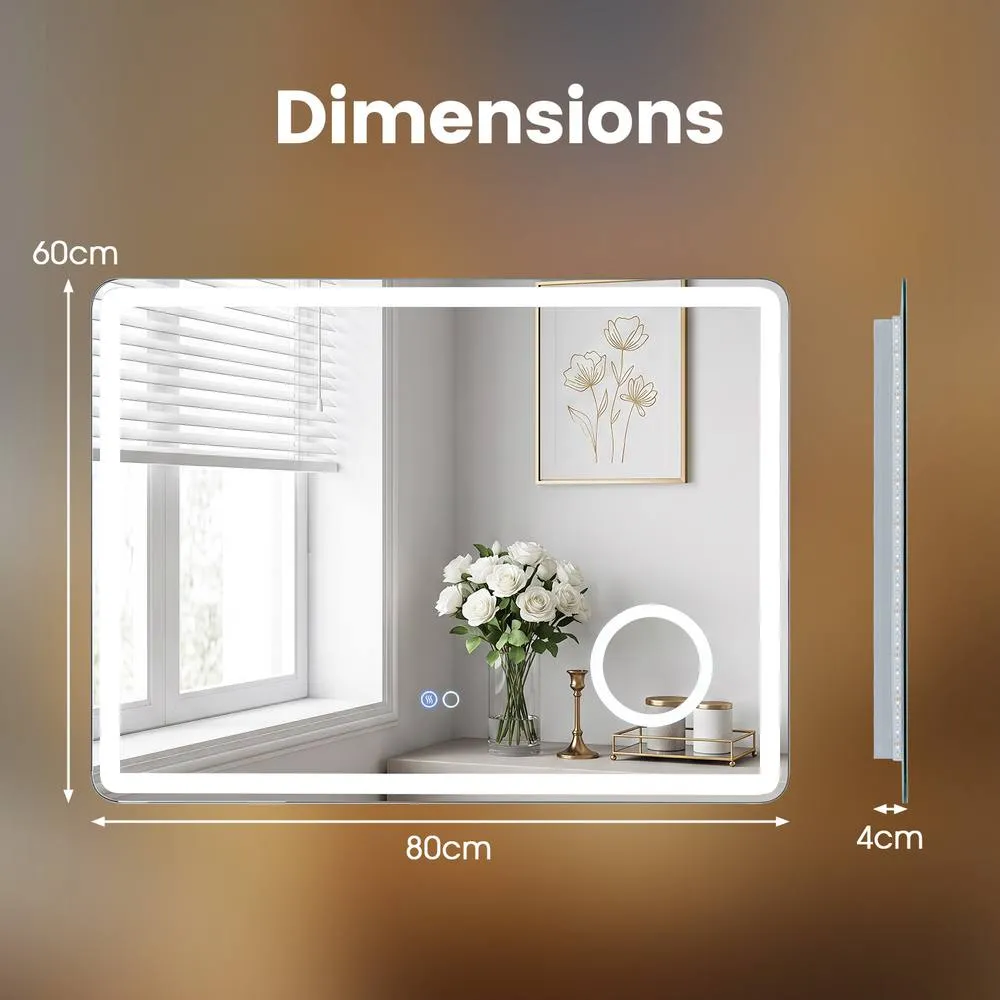 Costway 3X Magnifying Mirror Horizontal Dimmable LED Lighted Bathroom Mirror in Silver 2