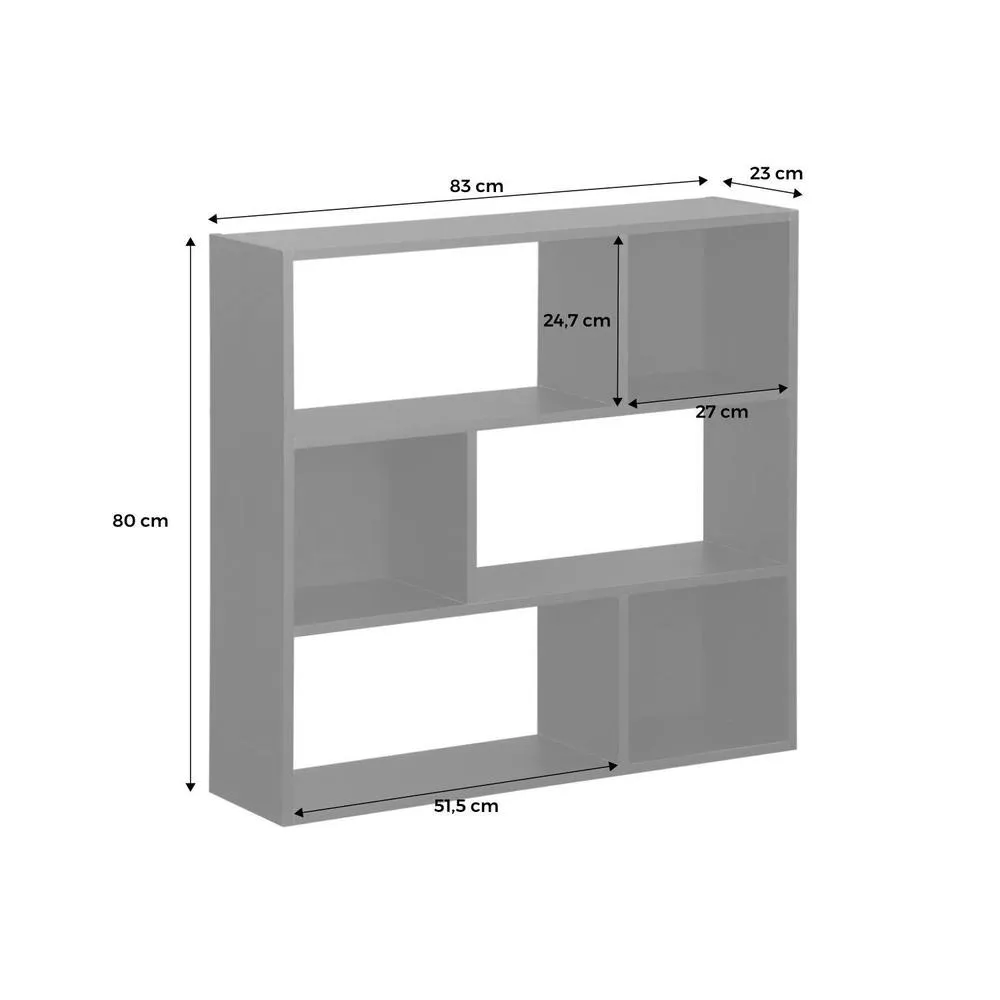 sweeek 3-shelf Bookcase With 6 Compartments in Light Brown 5
