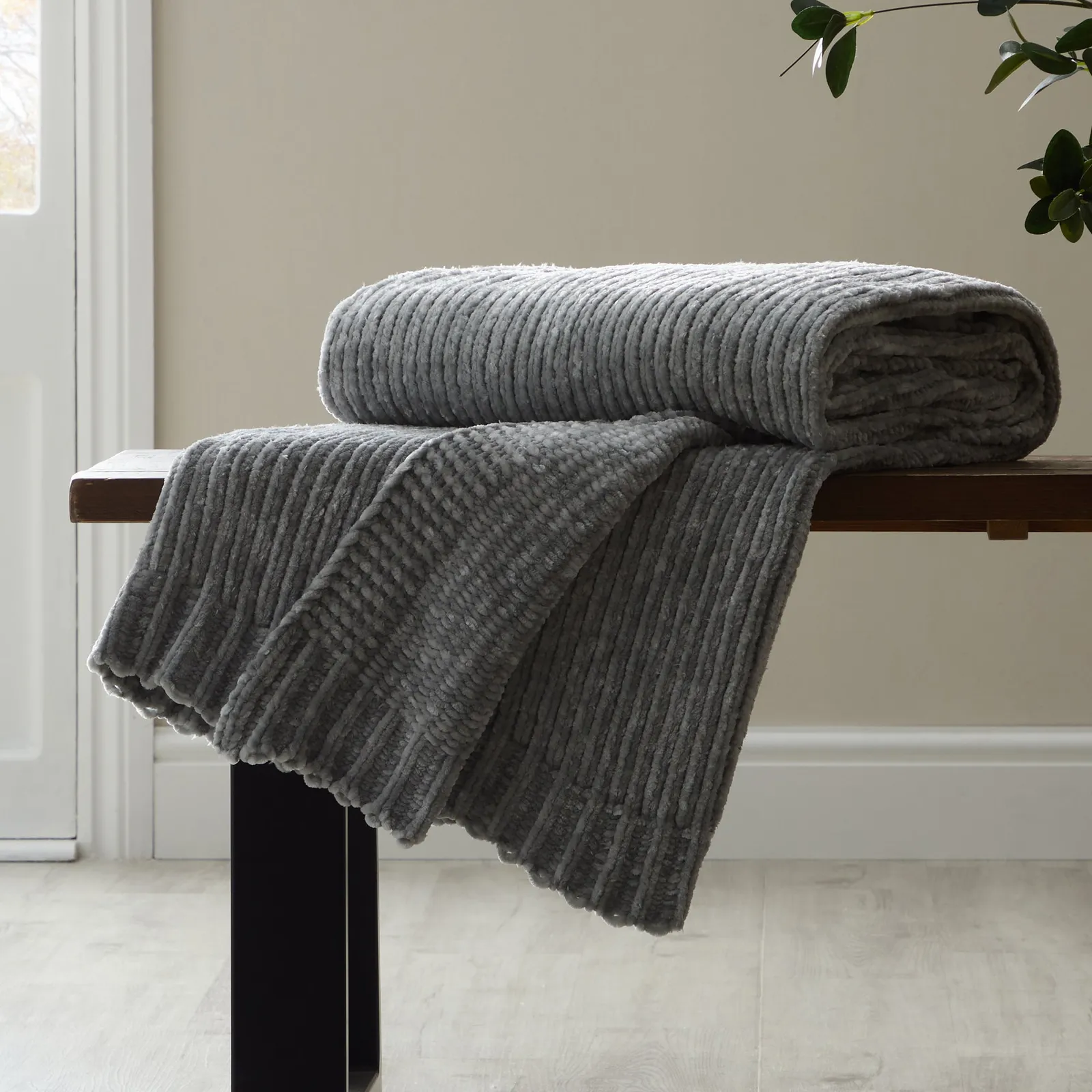 Crystal Chenille Throw Silver