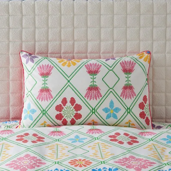 Yinka Ilori Net Floral 100% Cotton Duvet Cover & Pillowcase Set 4