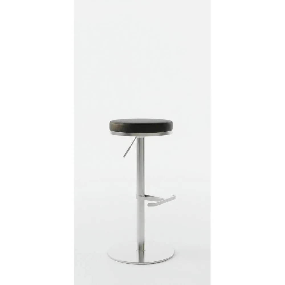 netfurniture Barrir Satin Brushed Steel Kitchen Stool Weighted Base in Black