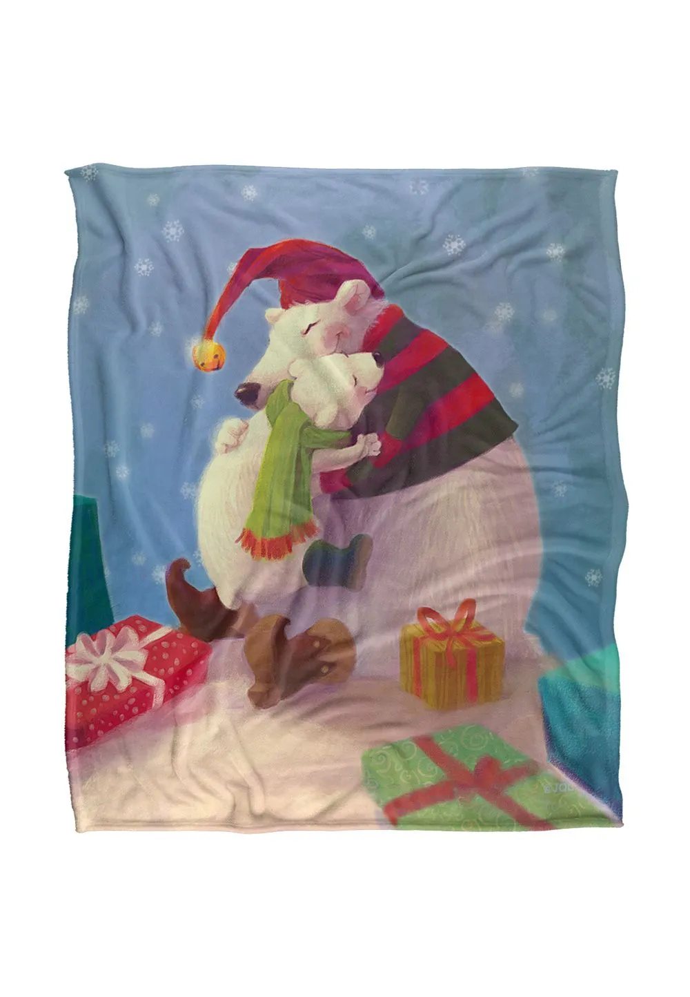 JQ Licensing Lc Christmas Santa Bear Hug Silky Touch Super Soft Throw Blanket 152 X 127 cm in White
