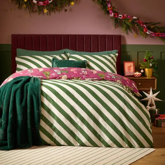 Furn. Feline Festive Brushed Polycotton Duvet Cover & Pillowcase Set 2