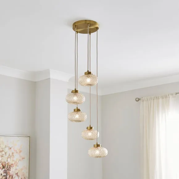 Silas Embossed 5 Light Adjustable Cluster Ceiling Light