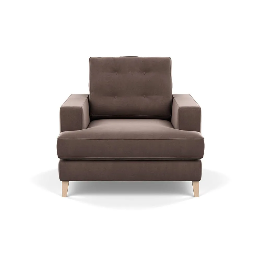 Heal's Mistral Armchair Smart Velvet Mouse Natural Feet