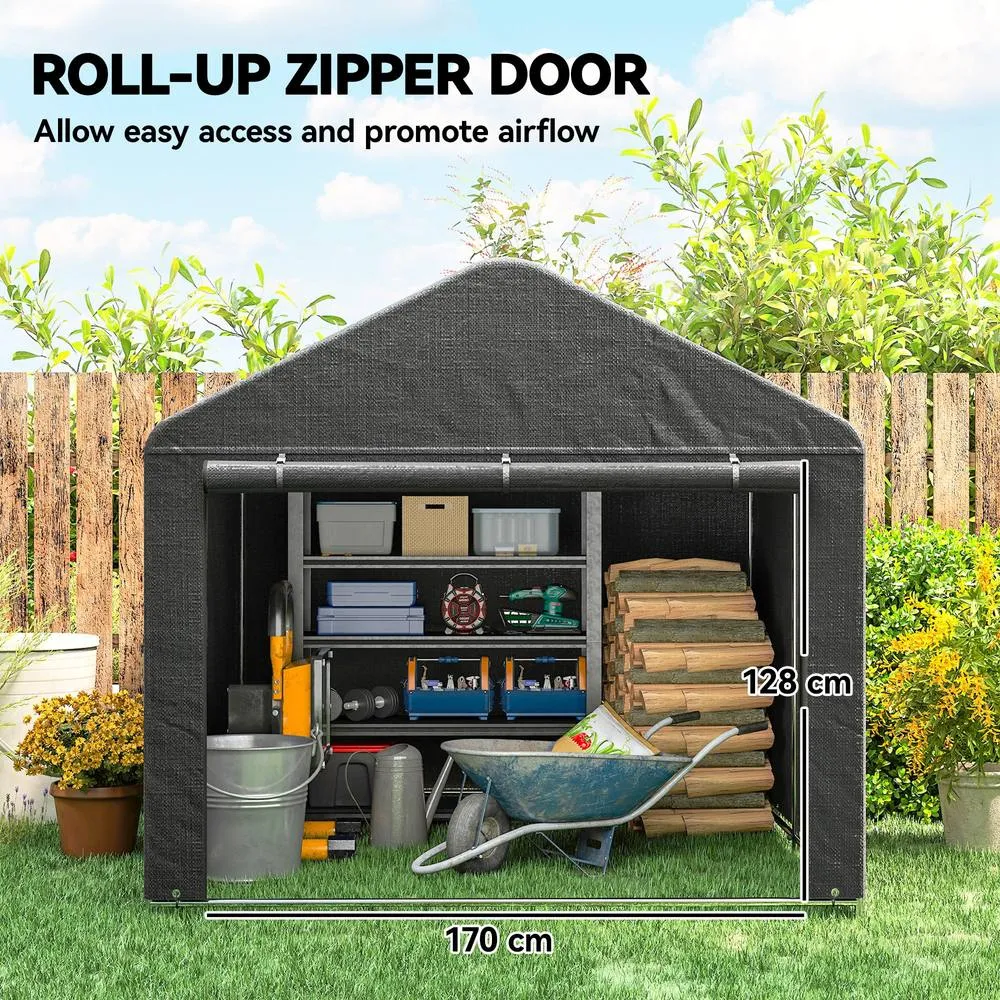OUTSUNNY 6.6 x 7.8ft Garden Storage Shed Tent Bike Tent, Dark Grey 6