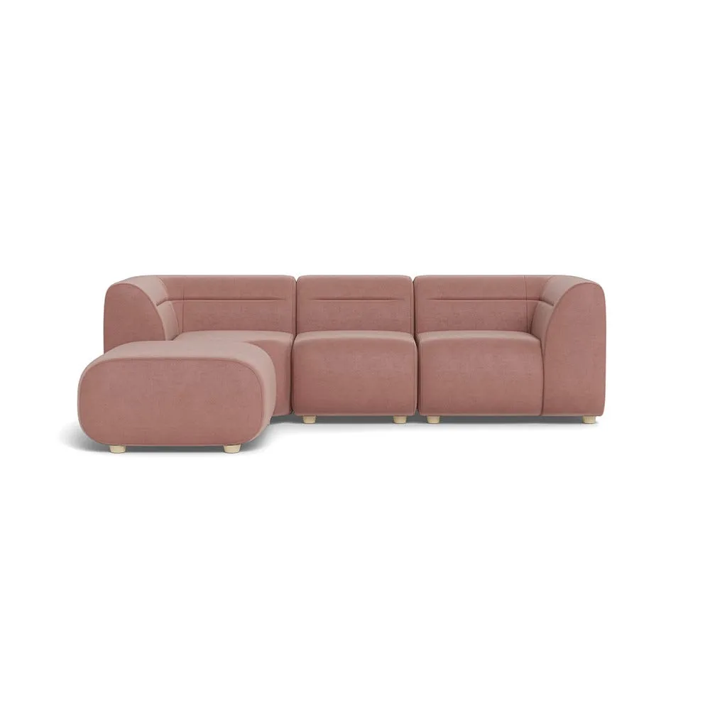 Heal's Lilli Left Hand Facing Compact Corner Smart Luxe Velvet Dusky Pink Natural Beech Feet