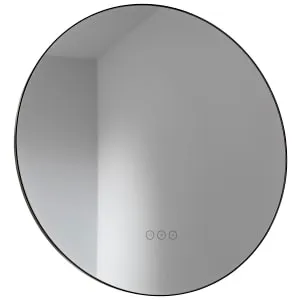 Abode Mayar Matt Black Round LED Bathroom Mirror - 600mm