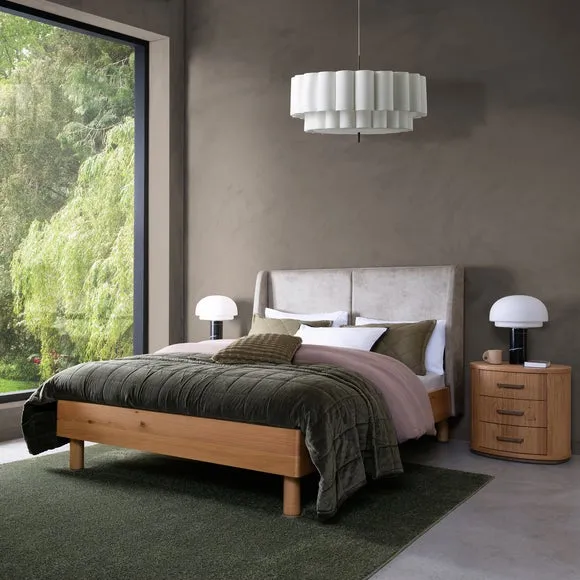 Bentley Designs Vega Knotty Oak Upholstered Bed Frame