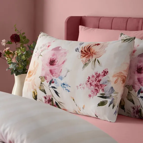 Catherine Lansfield Floral Stripe Duvet Cover & Pillowcase Set 4