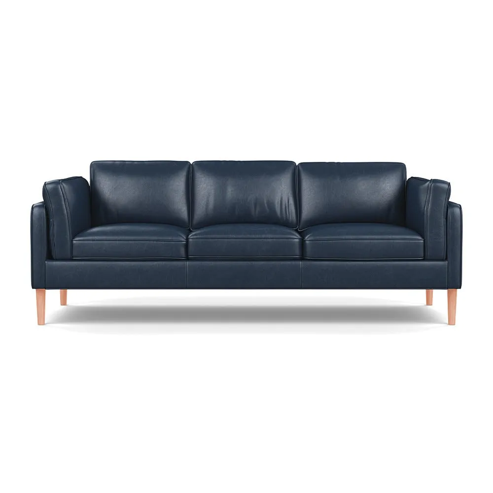 Heal's Sonno 4 Str Sofa Stonewash Leather Navy Blue 279 Natural Feet 1
