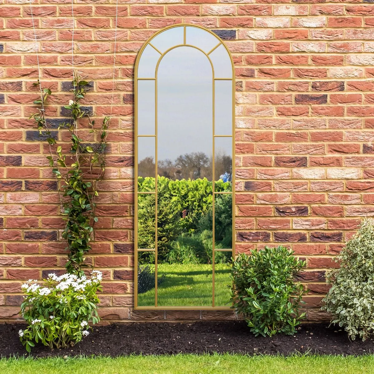 MirrorOutlet Gold Framed Arched Leaner Garden Wall Mirror 67" X 24" (170CM X 60CM) 6