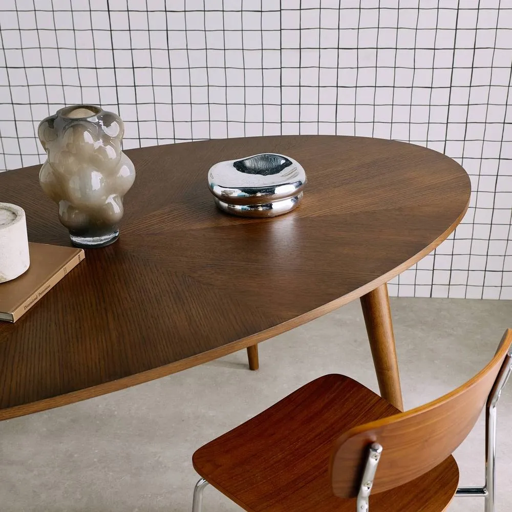 sweeek Oval dining table rubber wood & oak veneer 6 places in Dark Brown 5