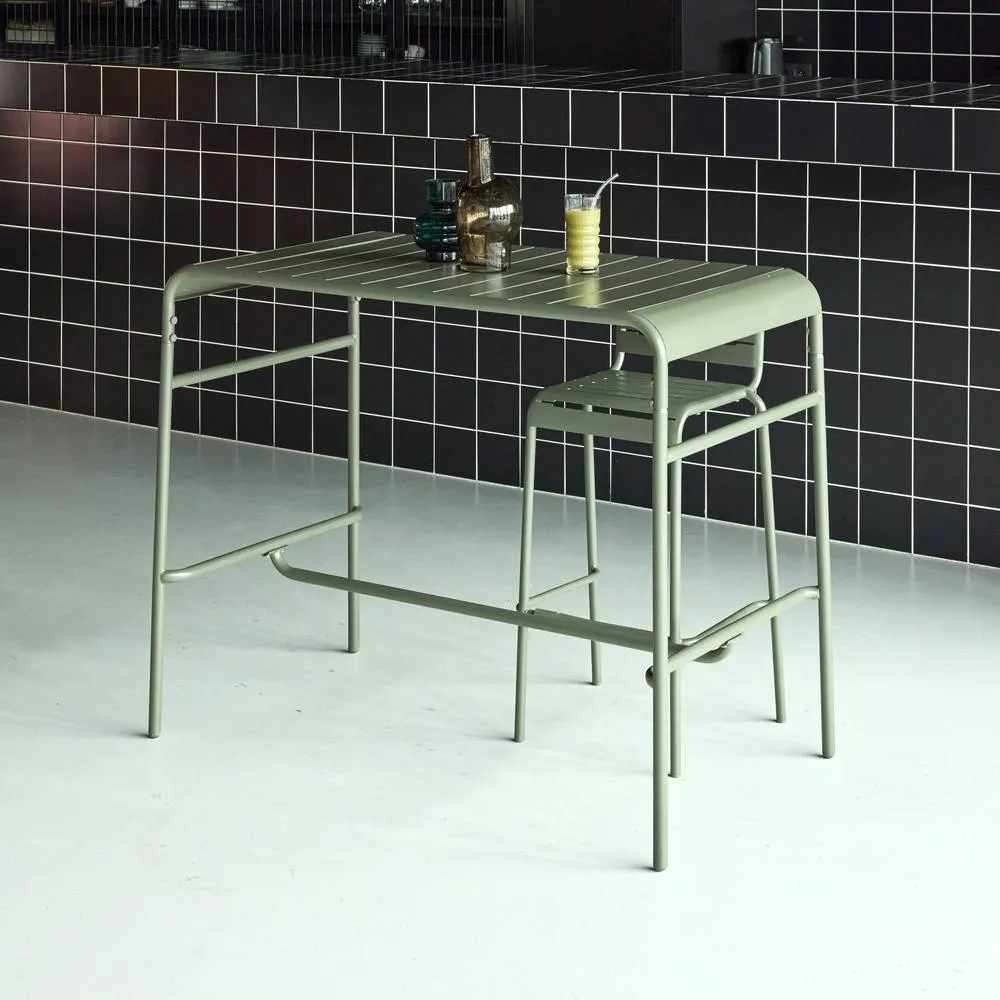 sweeek 4-seater metal garden bar table in Khaki 5