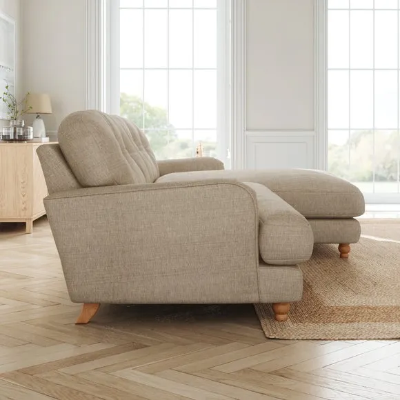 Martha Slub Faux Linen Corner Chaise Sofa 2