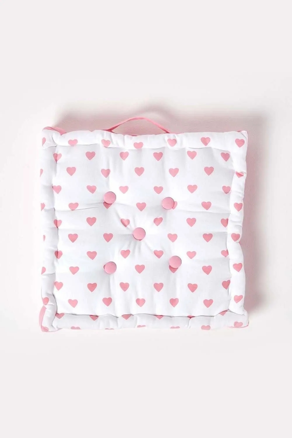 Homescapes Cotton Hearts Floor Cushion in Pink 3