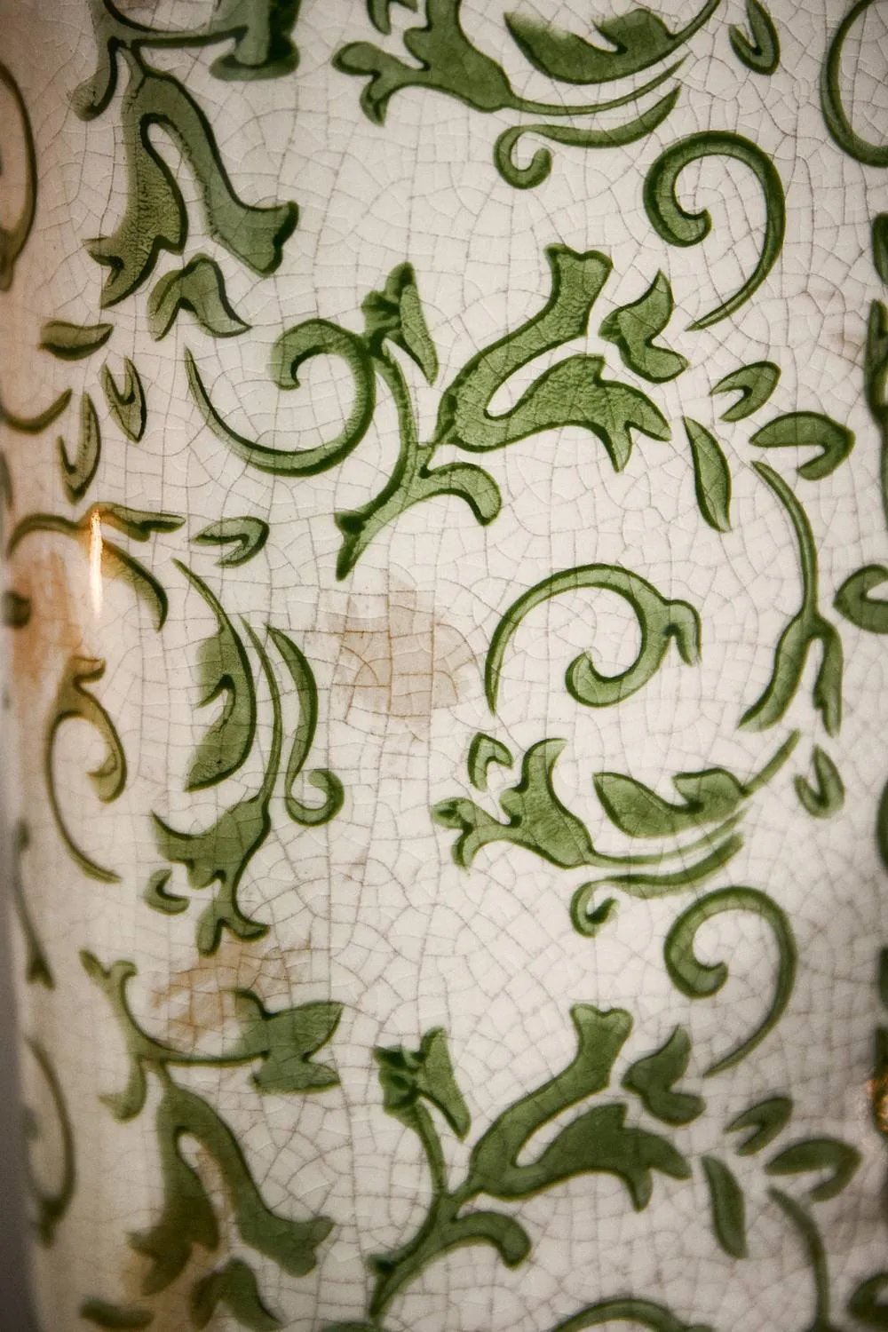 Dibor Vintage Luxury Irina Green Botanical Bottle Flower Vase H31 x W14cm in Cream 2