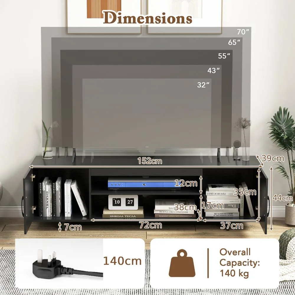 Costway TV Stand for TVs up to 70 Inches Entertainment Center w/Power Outlet in Black 3